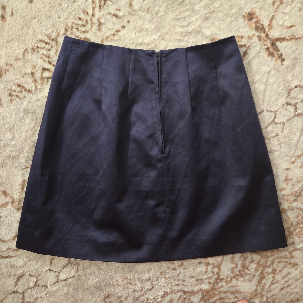 KEEPSAKE the Shinny Navy Blue embroidery  Floral A-Line Skirt Whith Zipper Small - Picture 4 of 5